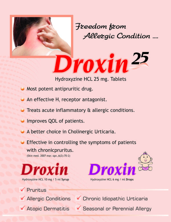 DROXIN, hydroxyzin, allengeindia, allengeindia panchkula, pcd franchise, drop, syrup, tablet